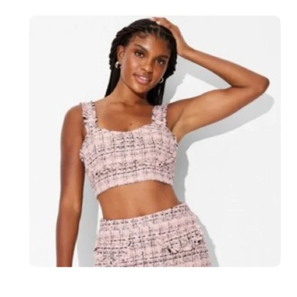 Wild Fable Pink Tweed Tank Top - Picture 1 of 4